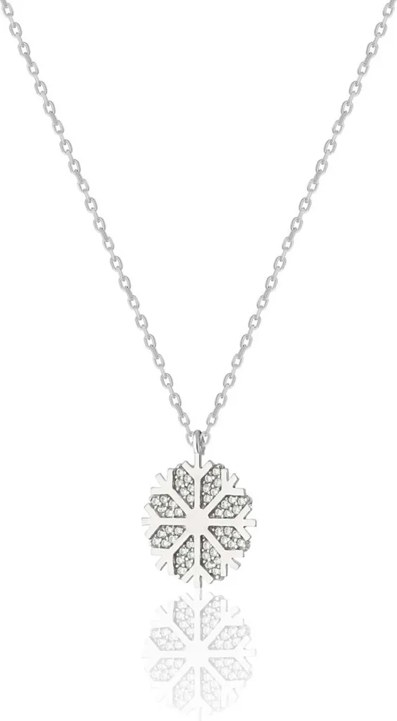 Collier flocons de neige en argent 925 plaqué or rose et zircone brillant