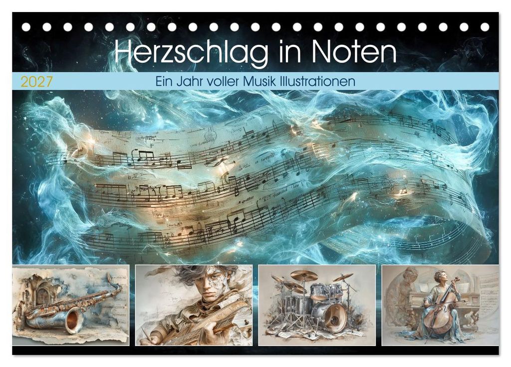 Herzschlag in Noten (Tischkalender 2027 DIN A5 quer), CALVENDO Monatskalender
