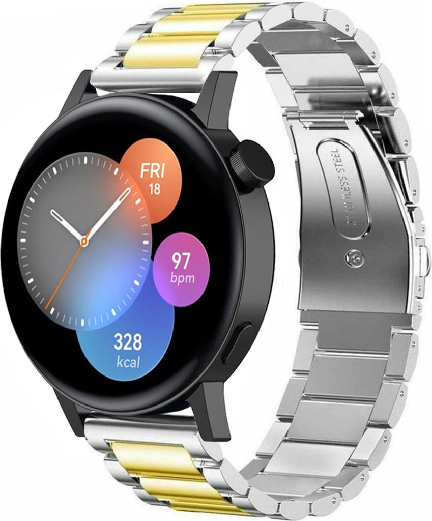 Strap-it Stahlband - Kompatibel mit Huawei Watch GT 3Armband 42mmHochwertiger EdelstahlHuawei watch strap Armband mit faltschließe für 20mmArmban...