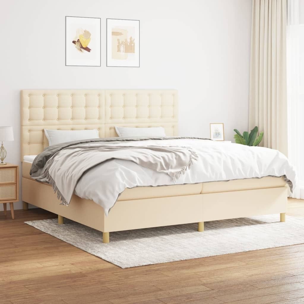 Maison Exclusive - Boxspringbett mit Matratze Creme 200x200 cm Stoff