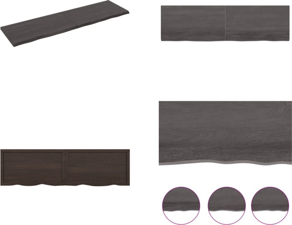 vidaXL Wandregal Dunkelbraun 180x50x(2 4)cm Massivholz Eiche Behandelt - Wandregal - Wandregale - Wandboard - Hängeregal