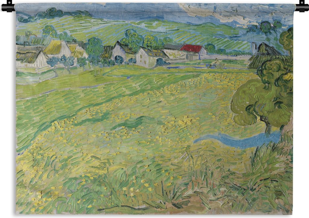 MuchoWow Wandteppich Wandbehang Les Vessenots in Auvers - Vincent van Gogh 90x67.5 cm Tapisserie Dekoration Wandtuch - Fototeppich - Wand-Skulpturen