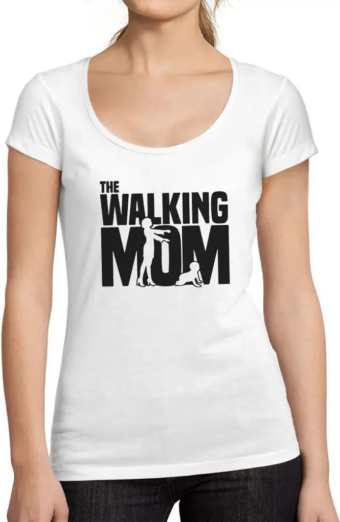 Damen Grafik T-Shirt Gehende Mutter – Walking Mom – Öko-Verantwortlich Vintage Jahrgang Kurzarm Lustige Druck Geburtstag Geschenk Frau