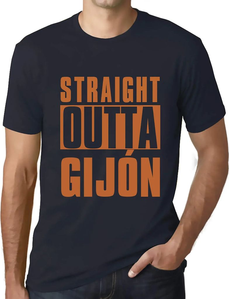 Herren Grafik T-Shirt Direkt aus Gijón – Straight Outta Gijón – Öko-Verantwortlich Vintage Jahrgang Kurzarm Lustige Druck Geburtstag Geschen...