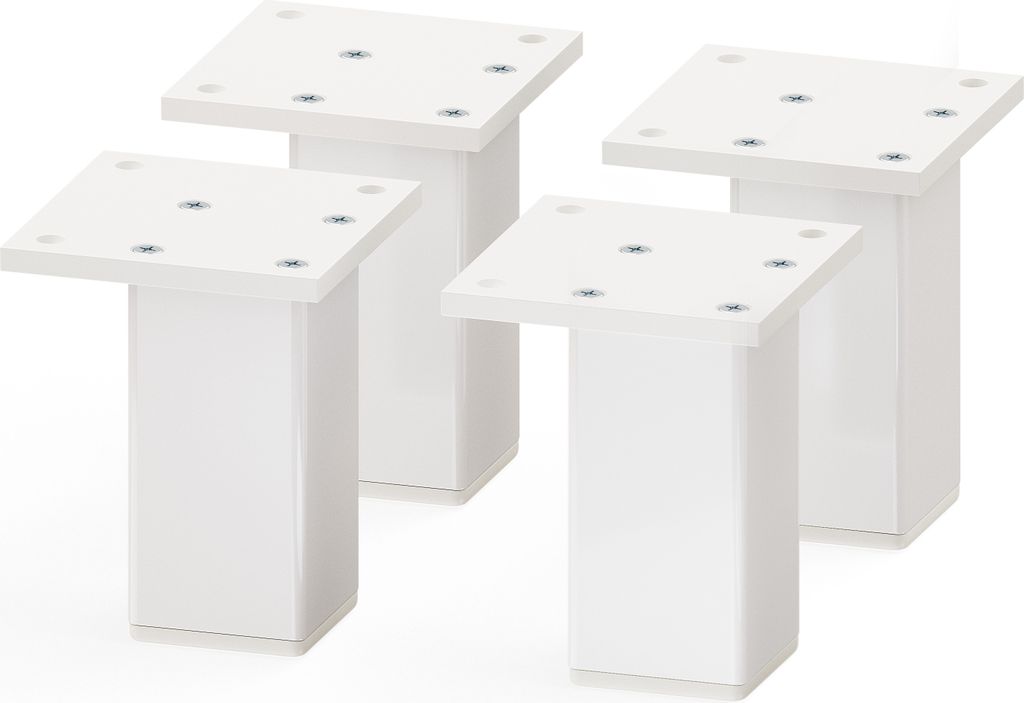sossai Aluminium Möbelfüße MFV2 | 4er Set | Vierkant-Profil: 38 x 38 mm | Farbe: Weiß | Höhe: 80mm