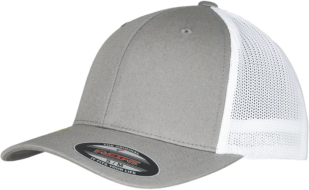 Cappellino Flexfit 6511RM Trucker per Escursioni - Grigio/Bianco S/M