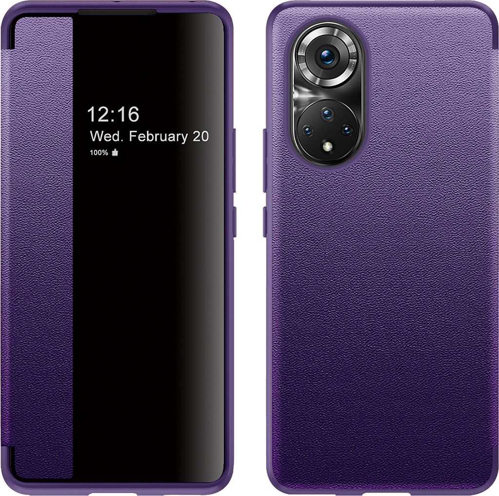 Honor 50 Pro Hülle, Schlank Kunstleder Klapp Ledertasche Schutzhülle für Honor 50 Pro Lila