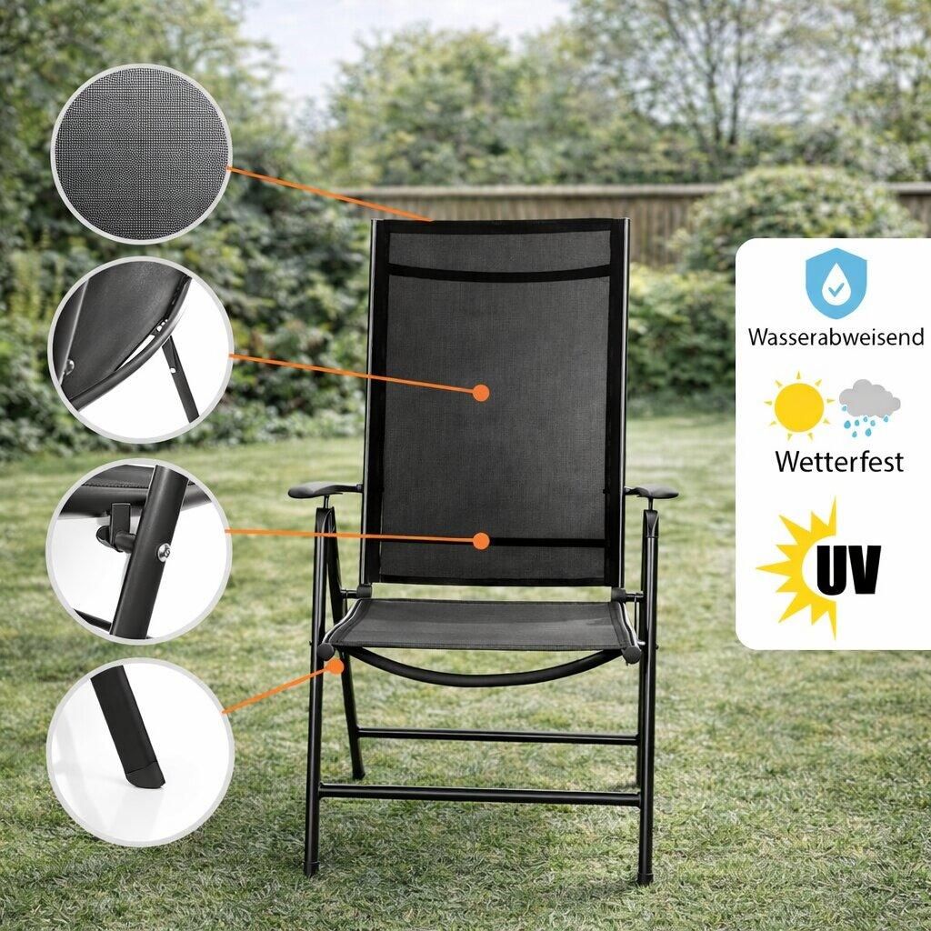 BigDean 2er Set Gartenstuhl Hochlehner klappbar bis 120kg