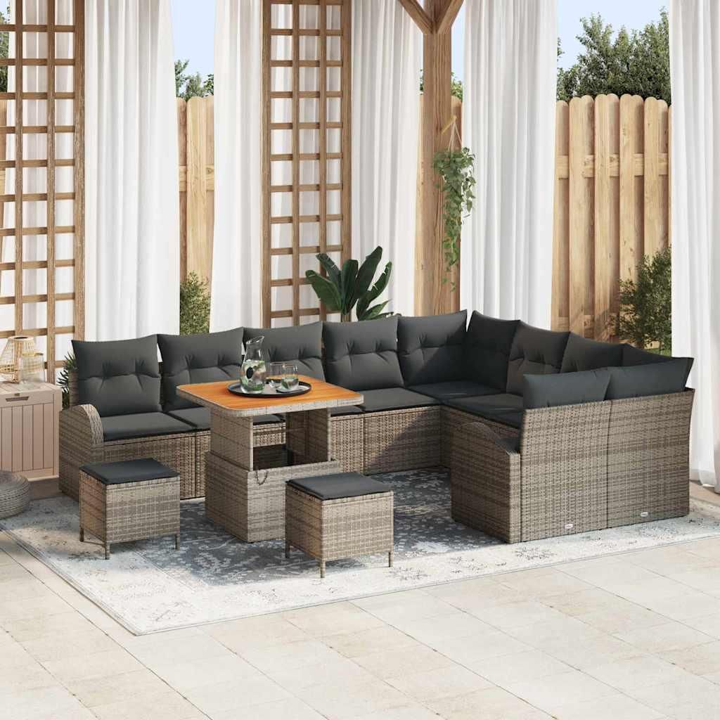 Best Möbel Gartenmöbel Set Balkonmöbel-Set Garten-Sofa-Set mit Kissen 12 pcs Grau Poly Rattan - Gartenmöbelgarnituren CL7144862 5parcel