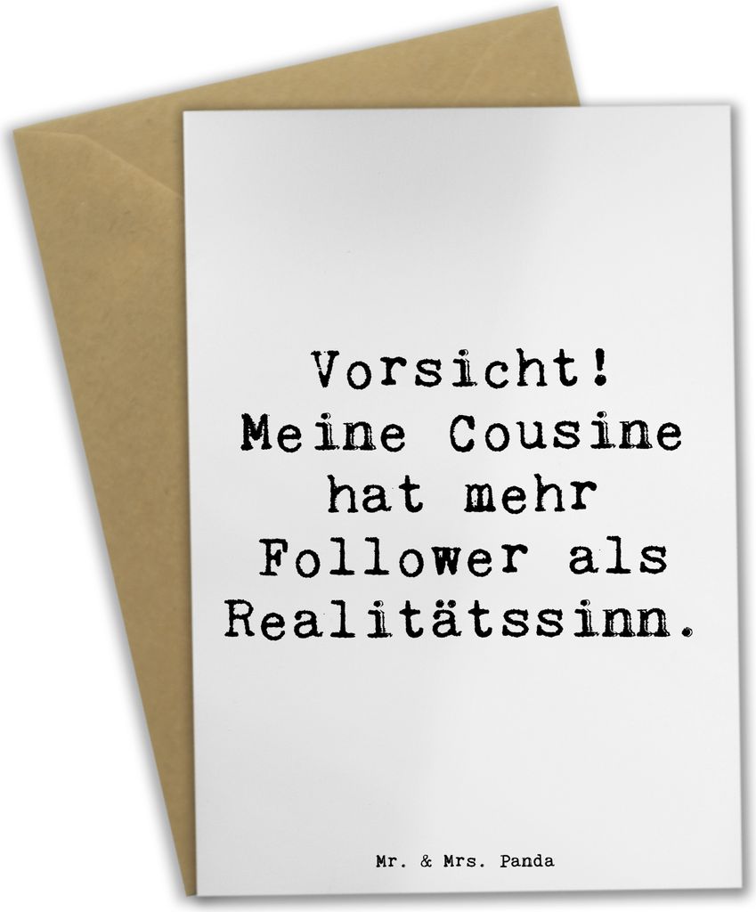 Mr. & Mrs. Panda babykarte Spruch Cousine Influencer - Weiß - Geschenk, Grußkarten, vatertagskarte, Familienmitglieder, Social Media, Verwandtsch...