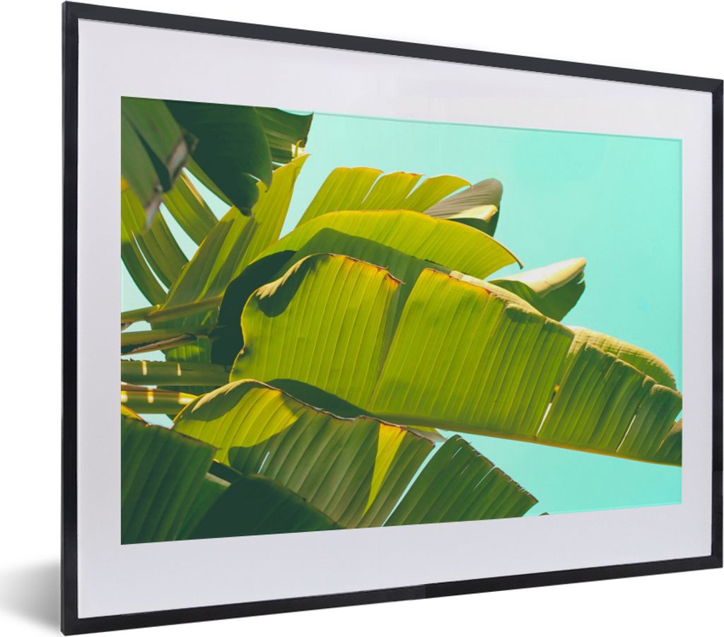 MuchoWow Gerahmtes Poster Bananenblatt - Blätter - Tropisch - Sommer 40x30 cm - Poster mit Schwarzem Bilderrahmen Wandposter Rahmen Foto Bilder ...
