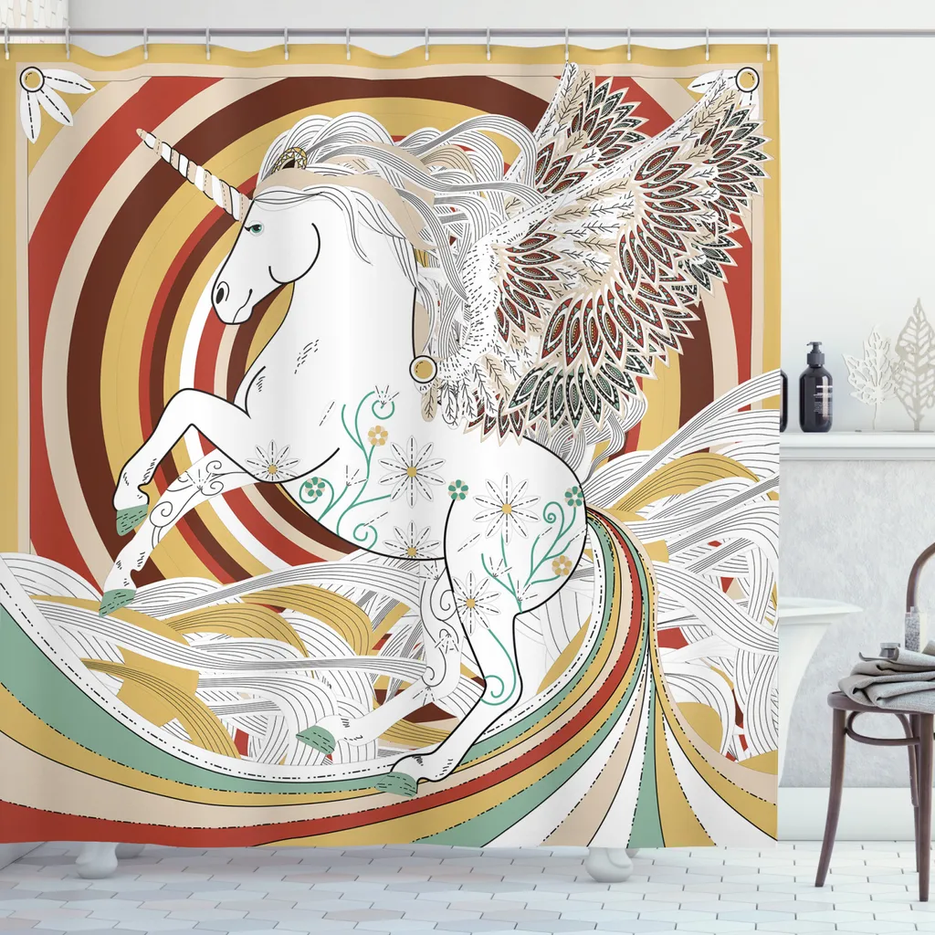 Tenda Doccia Vintage Unicorno ABAKUHAUS: Tessuto Chic 175x220