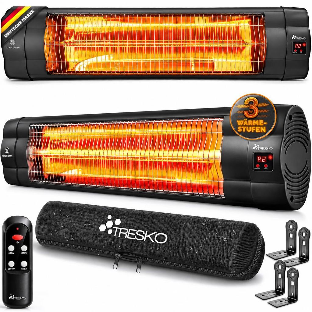 TRESKO Infrarot Heizstrahler 2500W schwarz mit Produktbild 