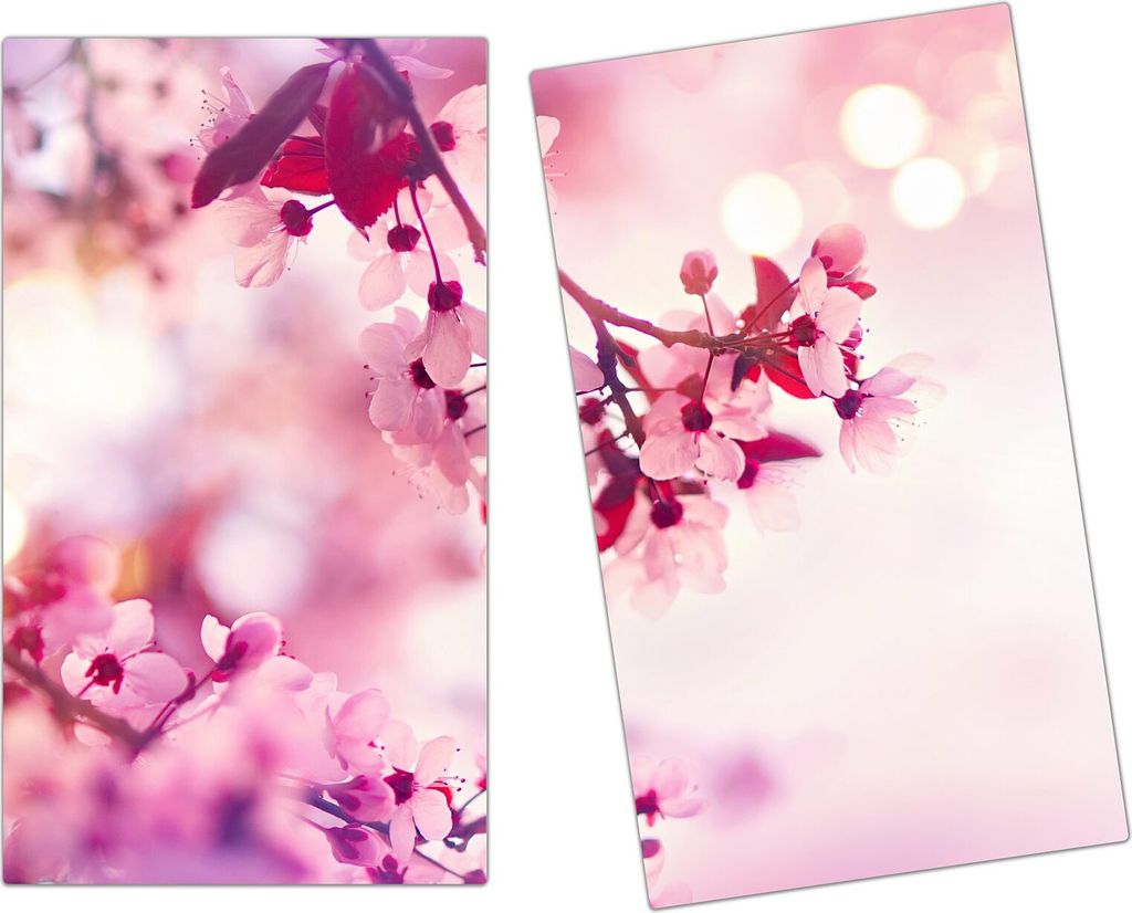 Spritzschutz Herdabdeckplatte Schneidebrett aus Glas Frühlingsblüte 2-Teilig (60x52cm)