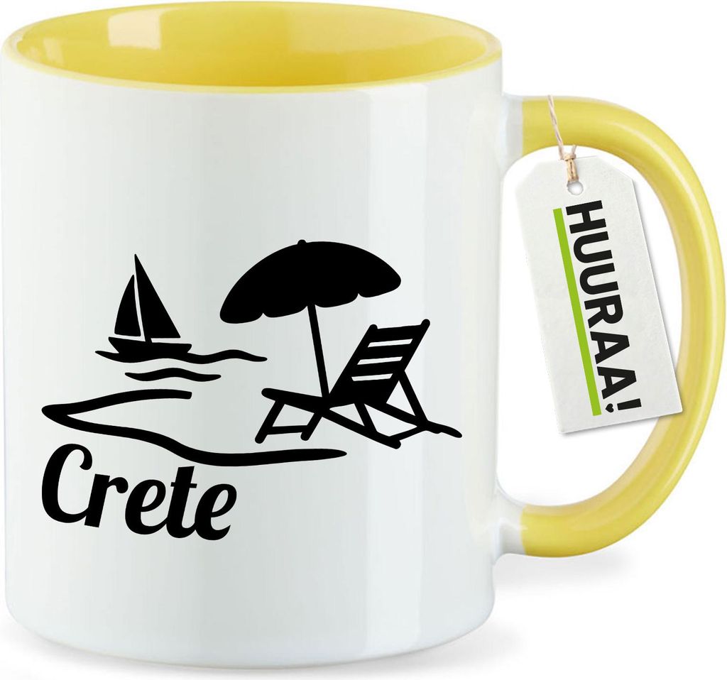 Huuraa Kaffeetasse Crete Griechenland 330ml Gelb Keramik Kaffeebecher Geschenkidee