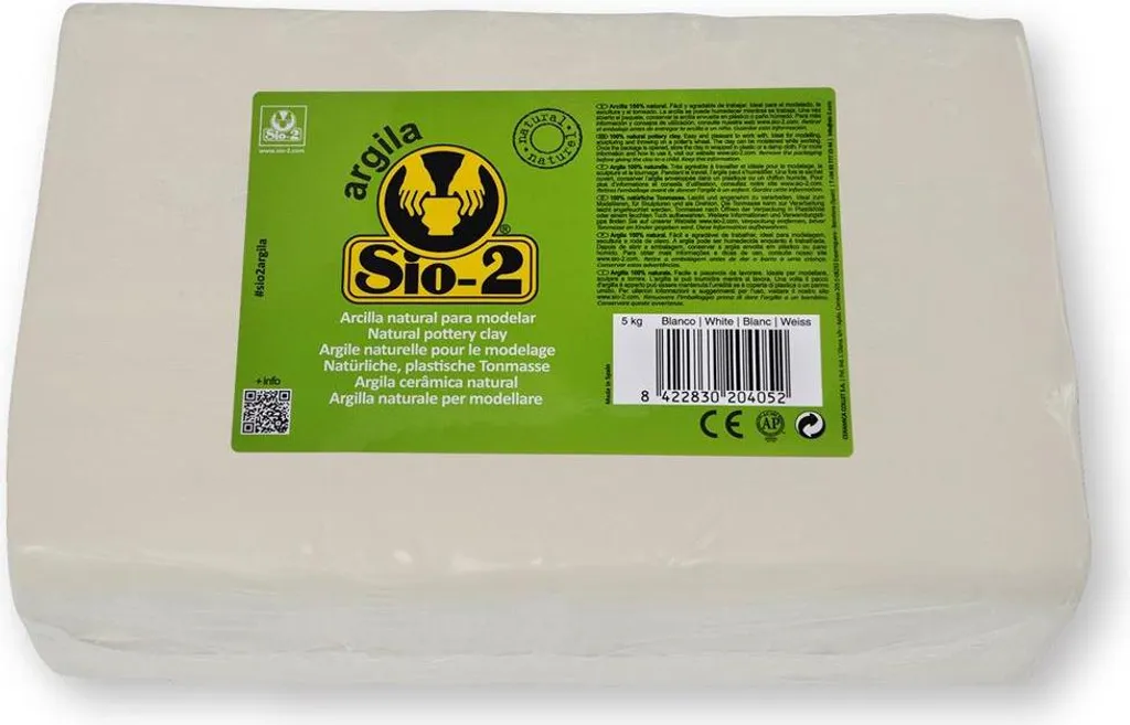 Terre de poterie blanche 5kg SIO-2 - Pain d'argile naturelle enfant