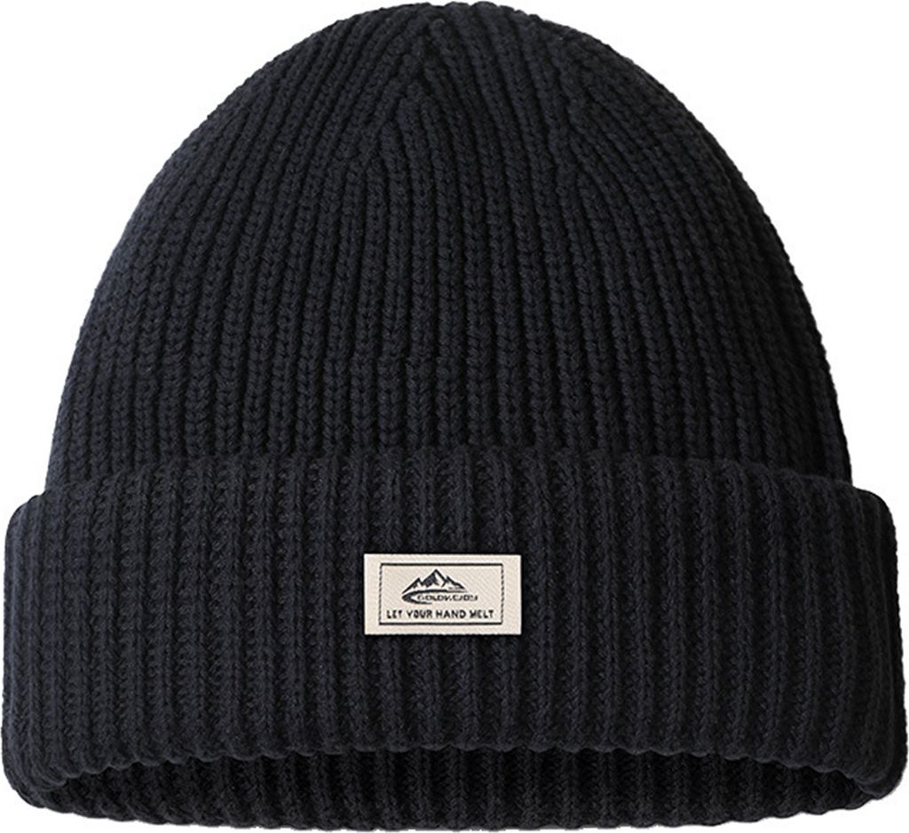 Warme Wintermuetze fuer Herren im Freien, dick gestrickte Baumwolle, Beanie-Muetze, Muetze fuer kaltes Wetter, Skifahren, Wandern, Laufen