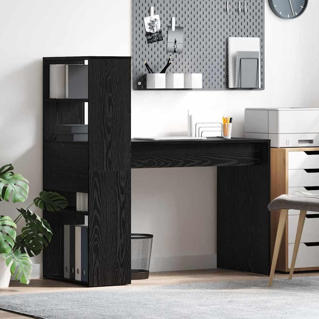 Maison Exclusive - Schreibtisch mit Regal Schwarz Eichen-Optik 113 x 54 x 120 cm