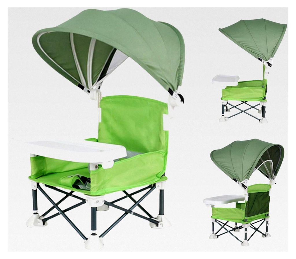 Tragbarer Hochstuhl für Babys zum Füttern, Reisesitz mit Tablett für Kleinkinder - Klappbarer Fütterungssitz mit Sonnendach für Zuhause, Reise...