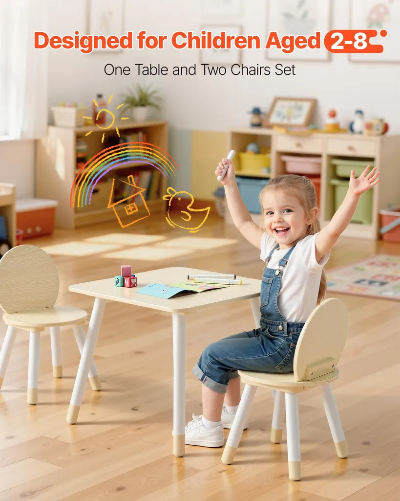 Ensemble Table et Chaises pour Enfant avec Surface Dessin Effaçable - 2