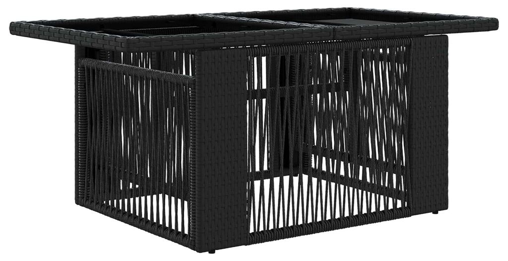 Gartentisch Schwarz 100 x 55 x 37 cm PE Rattan und Glas
