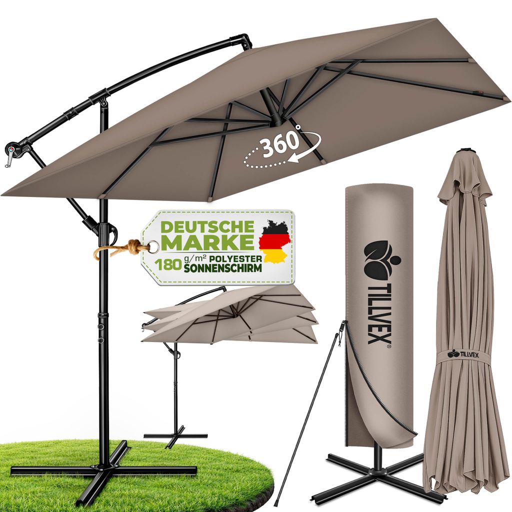 Parasol rectangulaire tillvex® en aluminium Ø 330 cm, Image du produit  Image générée par une IA