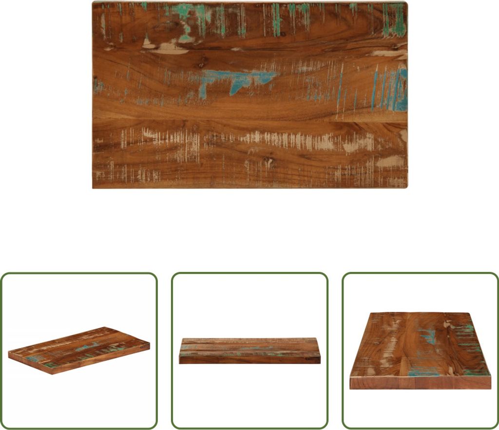 The Living Store Tischplatte 50x20x3,8 cm Rechteckig Altholz Massiv