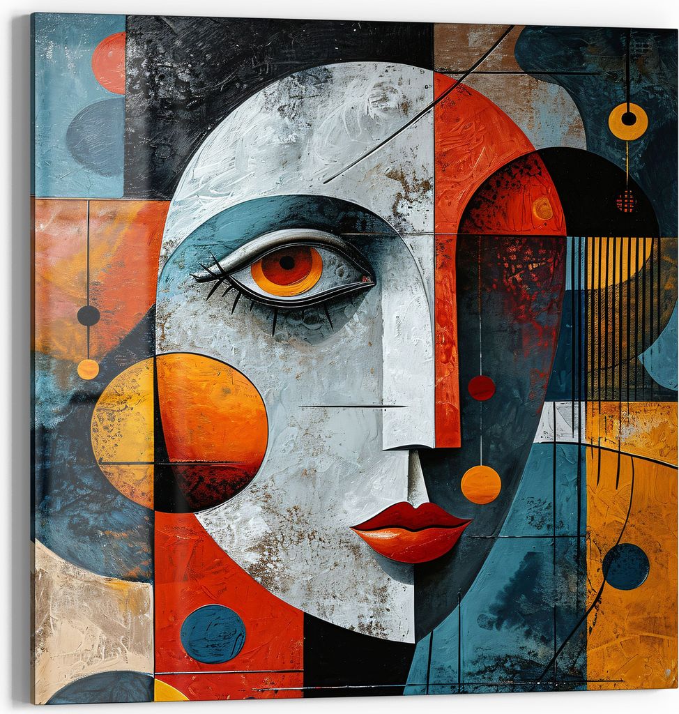 DEQOART Glasbild Echtglas 30x30 cm 'Kubistische Vision' Wandbild Bild modern Deko