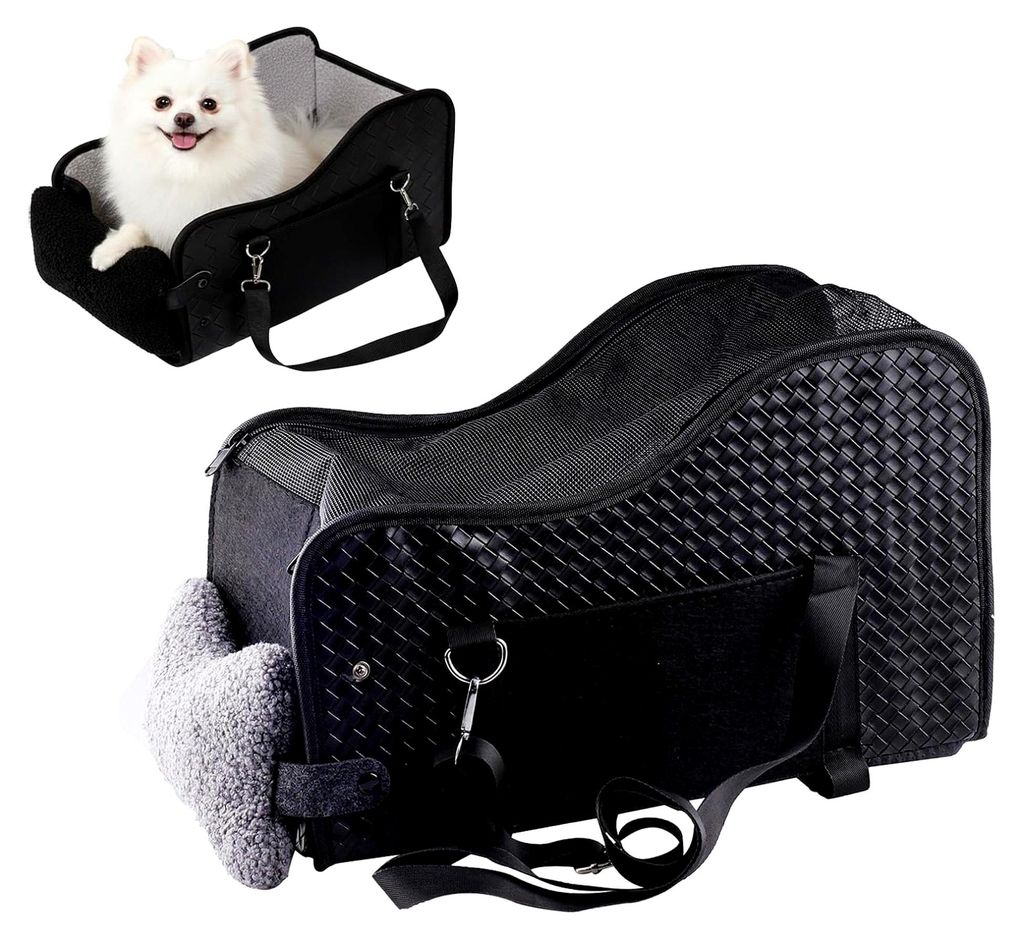 Hundesitz für die Mittelkonsole im Auto für kleine Hunde, klappbare Autositze für Katzen und Hunde bis 7 kg, waschbares Hundebett mit Reißversc...