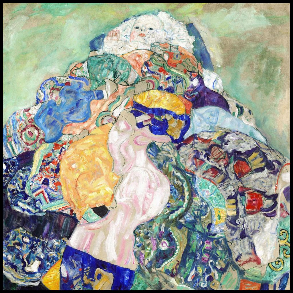 Plakat 100x100cm Kind, Gustav Klimt Vintage für das Wohnzimmer