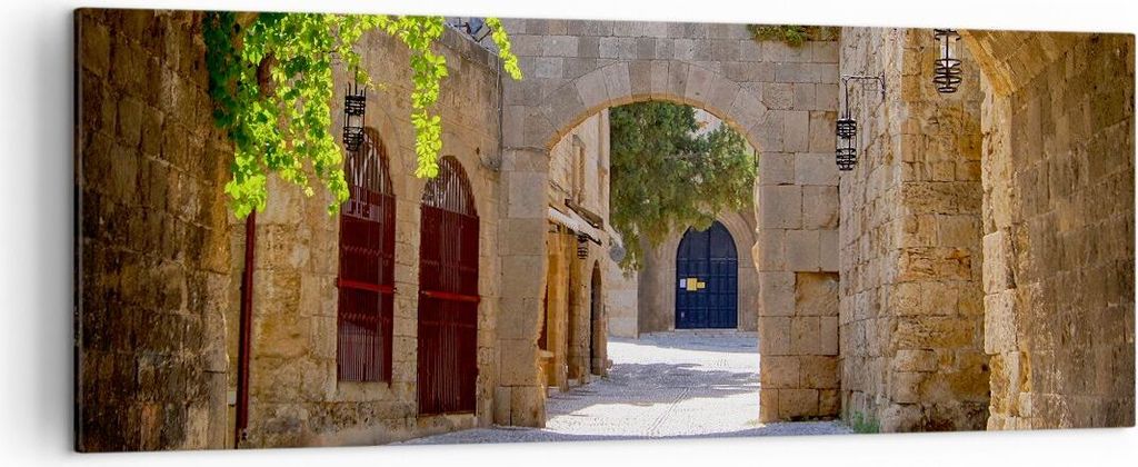 Bild auf Leinwand - Leinwandbild - Straße Geschichte Architektur Denkmal - 140x50cm - Wand Bild - Wanddeko - Leinwanddruck - Bilder - Kunstdruck -...