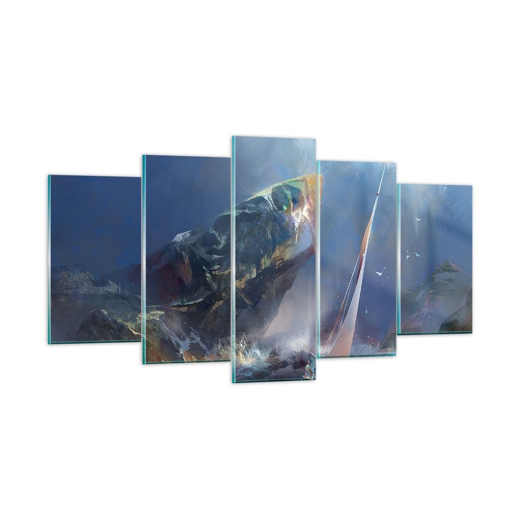 Bilder auf glas - Meer Segelboot - 160x85cm - Glasbilder - Wandbilder - Kunstdruck - zum Aufhängen bereit - Wanddekoration aus Glas - Glas Bilder ...