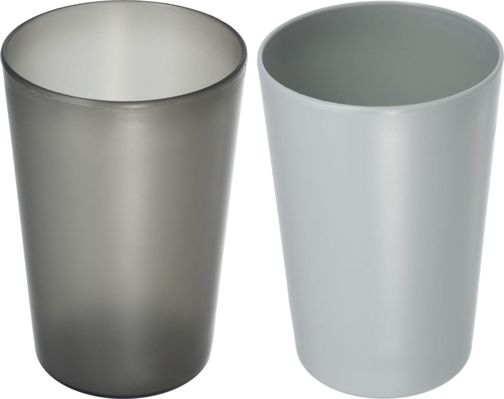 2 Stück Badezimmer Zahnputzbecher, Farbe Grau Schwarz, 4,52''x3,03''