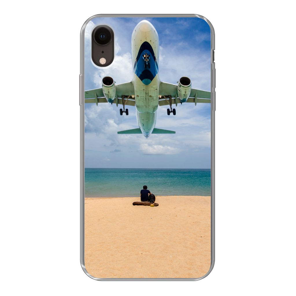 MuchoWow Handyhülle Schutzhülle Hülle für iPhone XR Strand - Meer - Flugzeuge Silikon Softcase Handy Hülle - Schutzdeckel