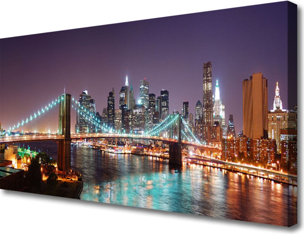 Tulup Leinwand-Bilder 100x50 Wandbild Canvas Kunstdruck Brücke Stadt Architektur