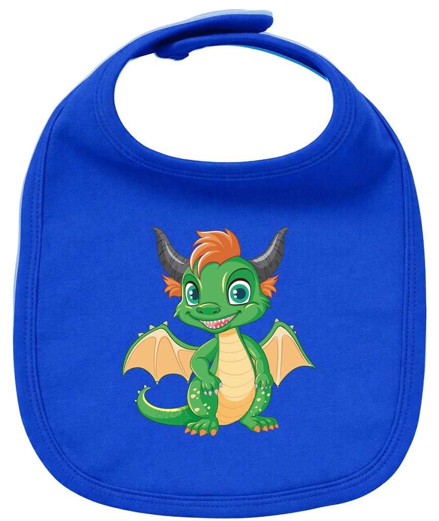 Huuraa Baby Lätzchen Drache Fabelwesen Royal Blue Klettverschluss Baumwolle Latz Geschenkidee