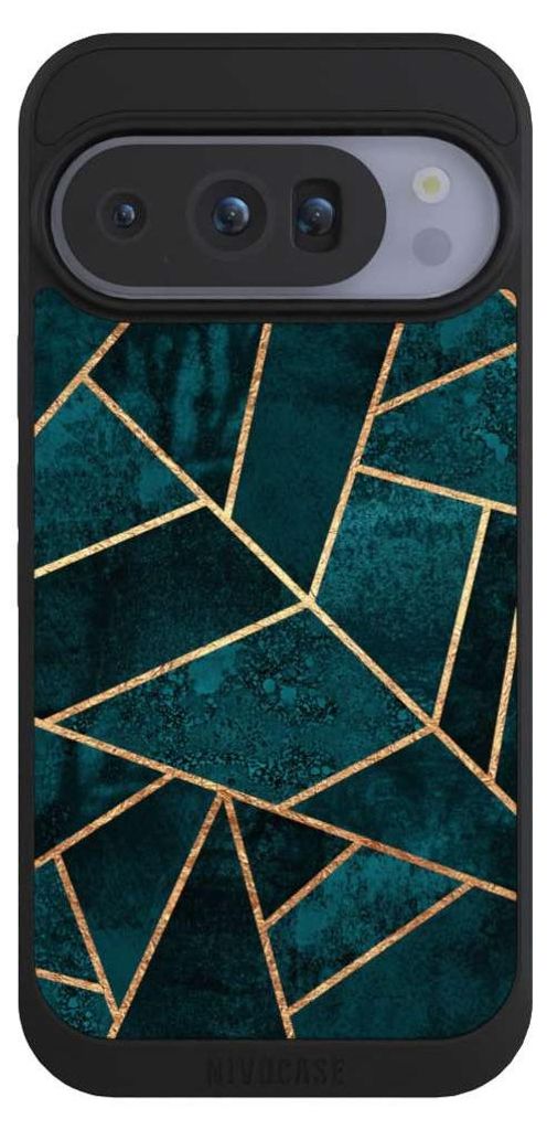 NIVOCASE Handyhülle für Google Pixel 10 Pro Hülle NIVOpure Case Schwarz Elisabeth Fredriksson Gold & Kupfer Stein