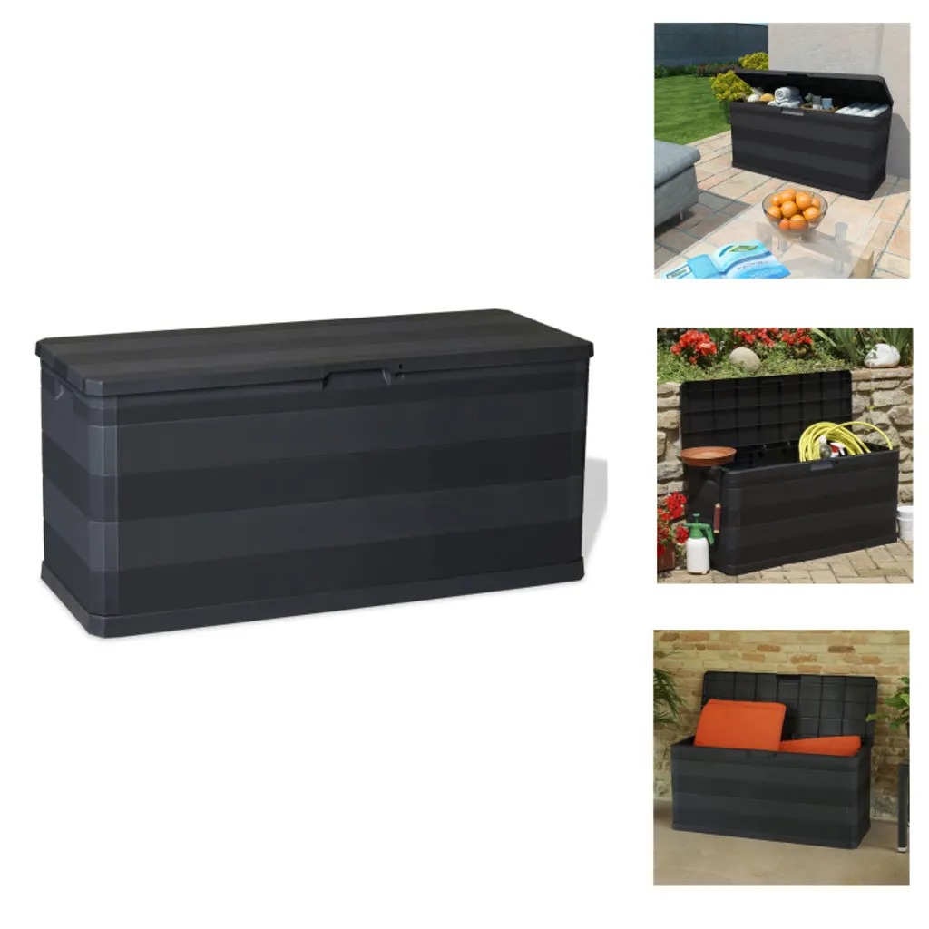 vidaXL Baule Porta Attrezzi 117 cm Nero | Cassone Giardino in PP 280L