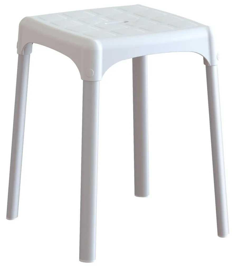 Tabouret de douche sécurisé pour seniors et baignoire en blanc alu
