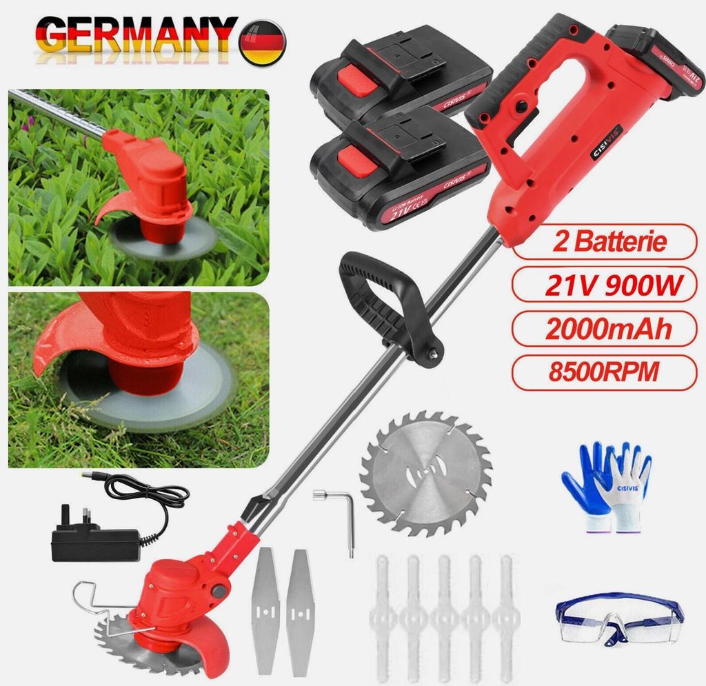 Elektro Akku Rasentrimmer mit 2 Akku und Ladegerät Produktbild 