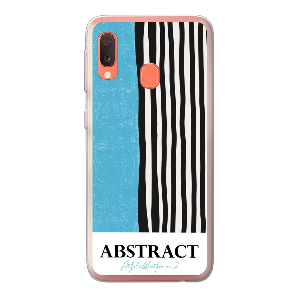 MuchoWow Handyhülle Schutzhülle Hülle für Samsung Galaxy A20e Design - Blau - Schwarz - Weiß Silikon Softcase Handy Hülle - Abdeckung