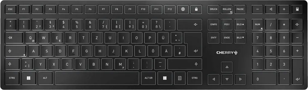 Clavier sans fil Cherry KW 9100 Slim argent et noir avec dongle USB