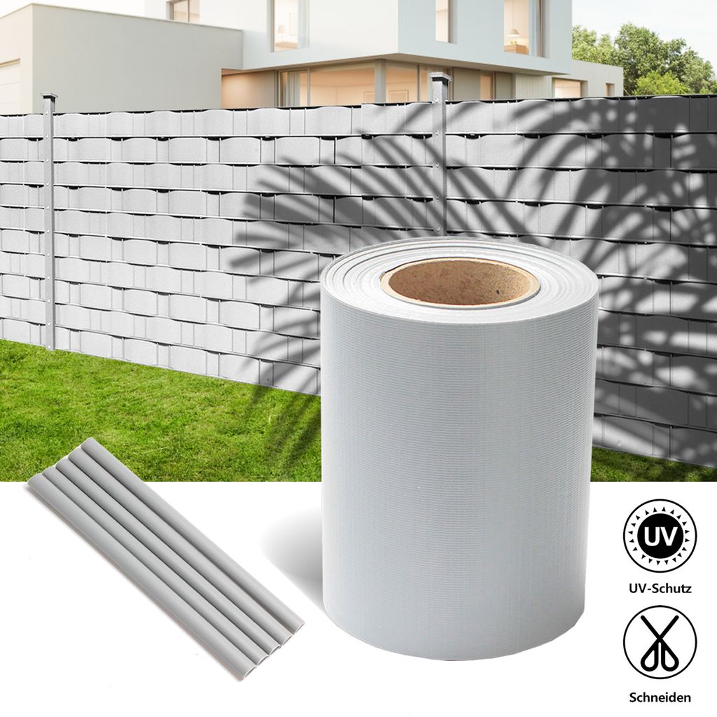 Jopassy 4x 50m Sichtschutzfolie Gartenfreude Folie PVC Zaun Folie SichtschutzStreifen,Grau