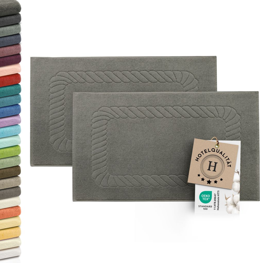 2er-Set Badematten, Baumwolle, 50x70 cm, 740g/qm, taupe