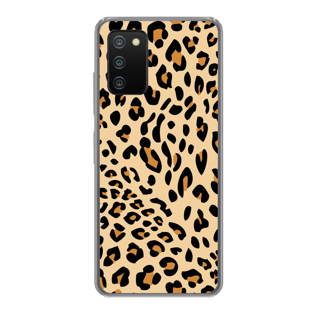 MuchoWow Handyhülle Schutzhülle Hülle für Samsung Galaxy A03s Tiermuster - Panther - Leopard Silikon Softcase Handy Hülle - Schutz