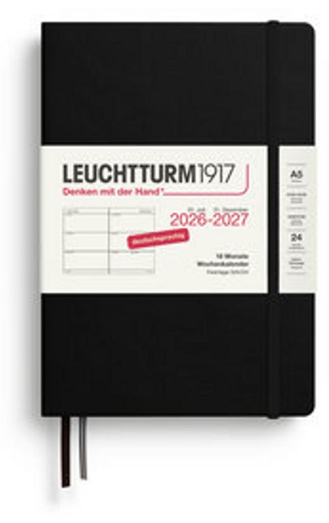 Wochenkalender Medium (A5), 18 Monate, Schwarz 2027 Produktbild 