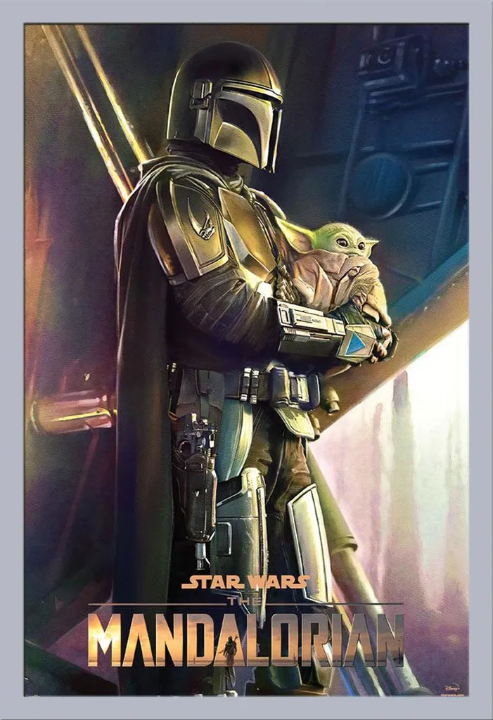 Poster Star Wars The Mandalorian Clan of Two avec Cadre Shinsuke Argenté