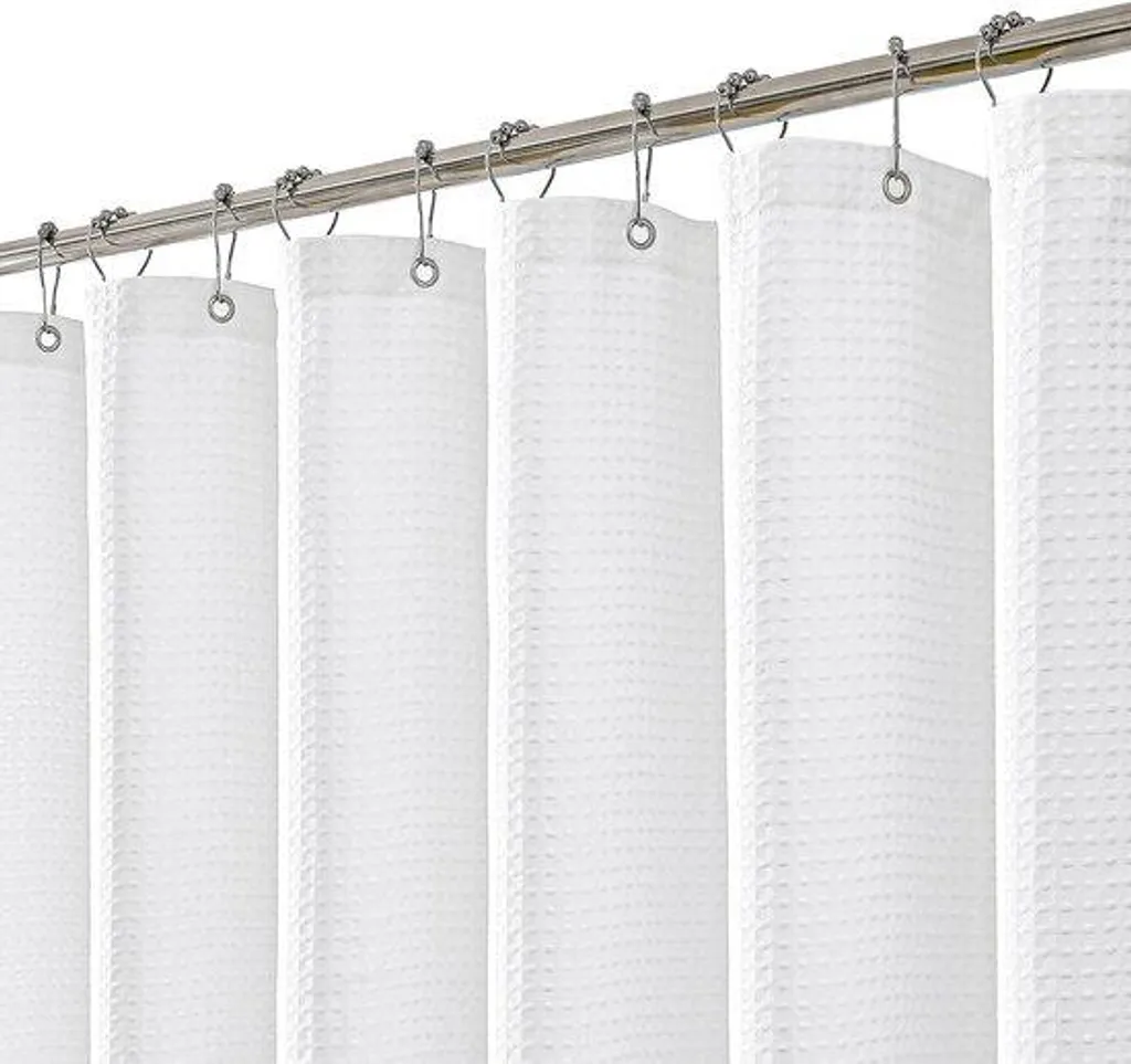 Rideau de douche anti-moisissure 180x200 cm - Motif alvéolé blanc
