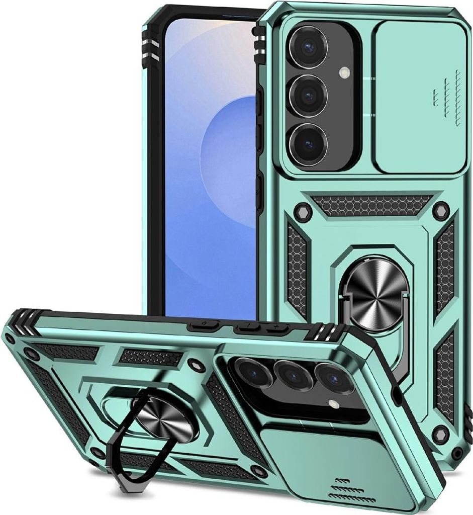 Samsung Galaxy S25 FE Hülle - Coverup Armor Ring Ständer Back Cover mit Kamera Schutz - Grün