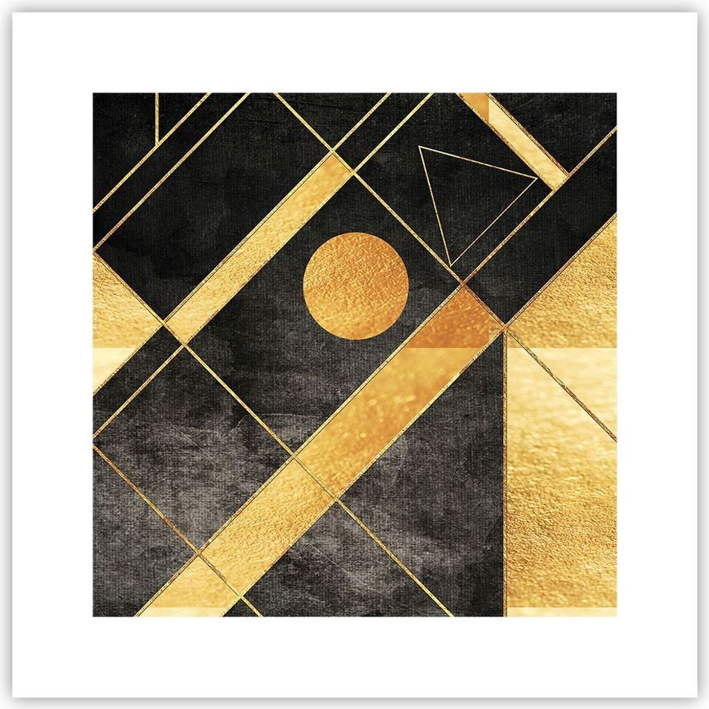 Poster - Poster ohne Rahmen - Golden Schwarz Figuren - 30x30 cm - Wand Bild - Wanddeko - Wandbilder - Kunstposter - Wandposter - Bilder - Kunstdruc...